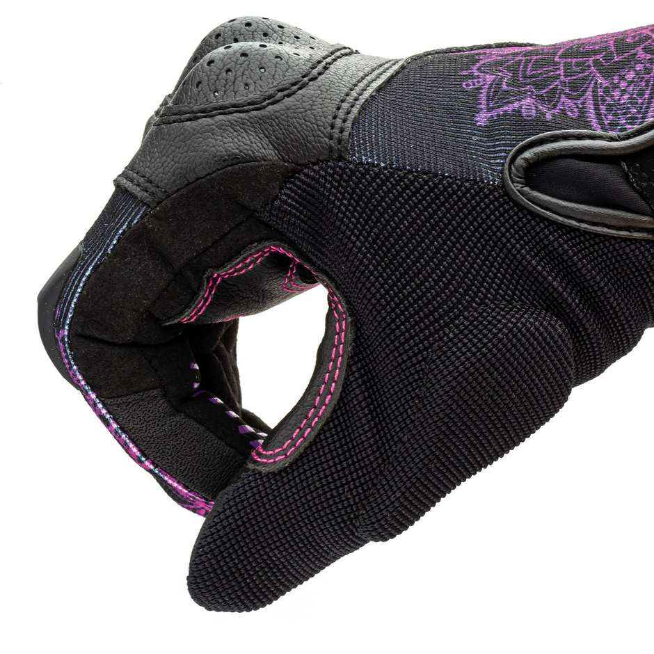 Motorcycle Gloves Woman Tucano Urbano LADY STACCA Black Violet Graphic