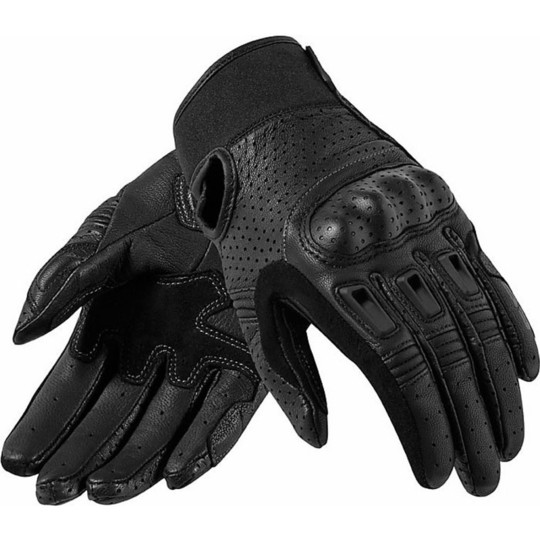 Motorcycle Gloves Women Leather REV'IT Summer Bomber Ladies Black With protections