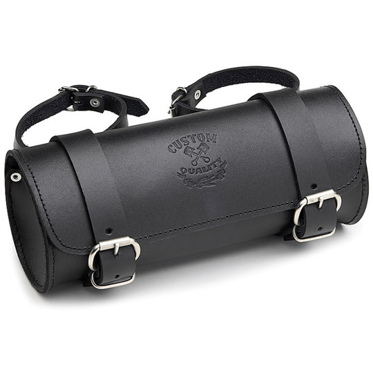 Motorcycle Handlebar Bag From Custom Black Leather CU503 For Sale