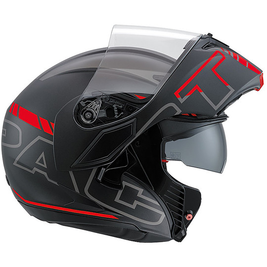 Motorcycle Helmet Agv Modular Compact ST Double approval Multi Seattle Matt Black Red