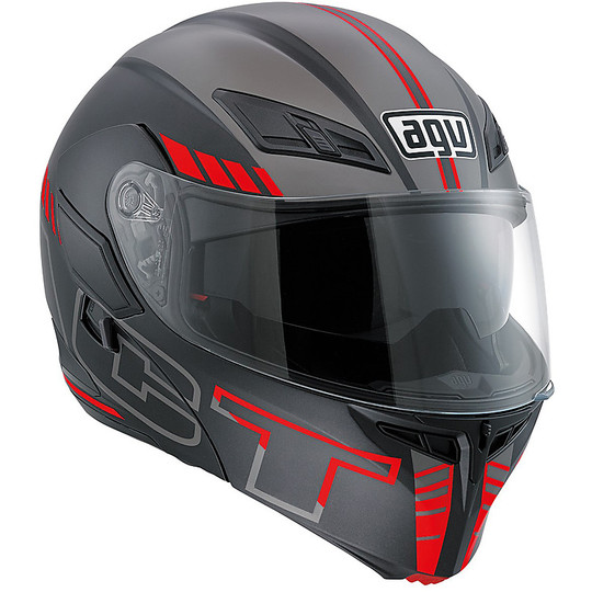 Motorcycle Helmet Agv Modular Compact ST Double approval Multi Seattle Matt Black Red