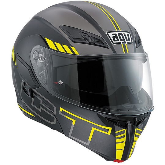 Motorcycle Helmet Agv Modular Compact ST Double approval Multi Seattle Matt Black Yellow