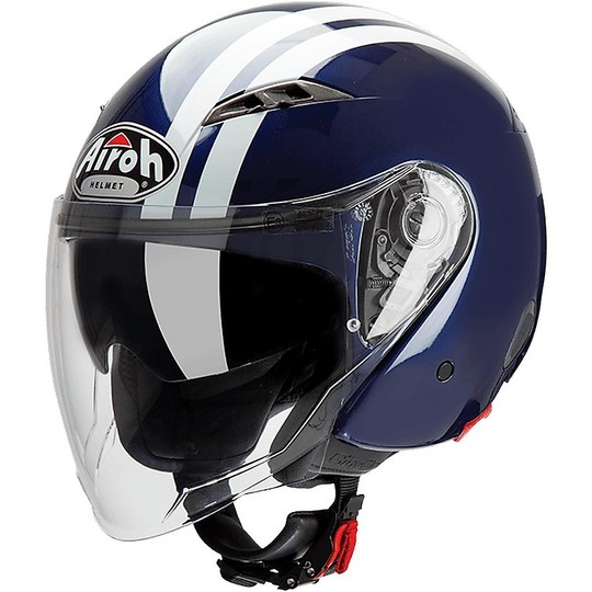 Motorcycle Helmet Airoh Jet City One Flash Double Visor Blue