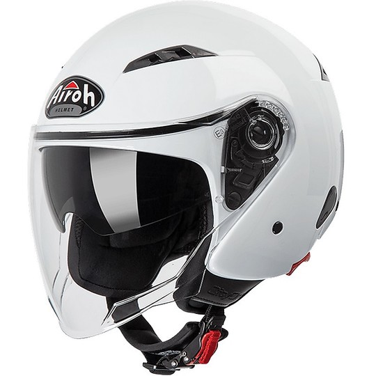 Motorcycle Helmet Airoh Jet City One Flash Dual Visor Color Glossy White