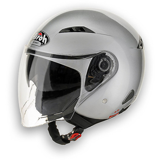 Motorcycle Helmet Airoh Jet City One Flash Dual Visor Color Silver