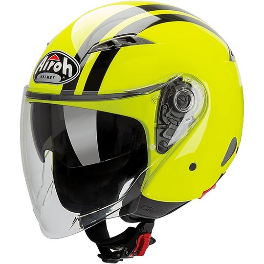 Motorcycle Helmet Airoh Jet City One Flash Dual Visor Yellow Fluo