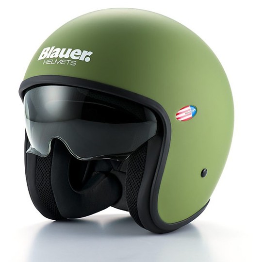Motorcycle helmet Blauer Jet Pilot 1.1 Fiber Monochrome Green Opaque