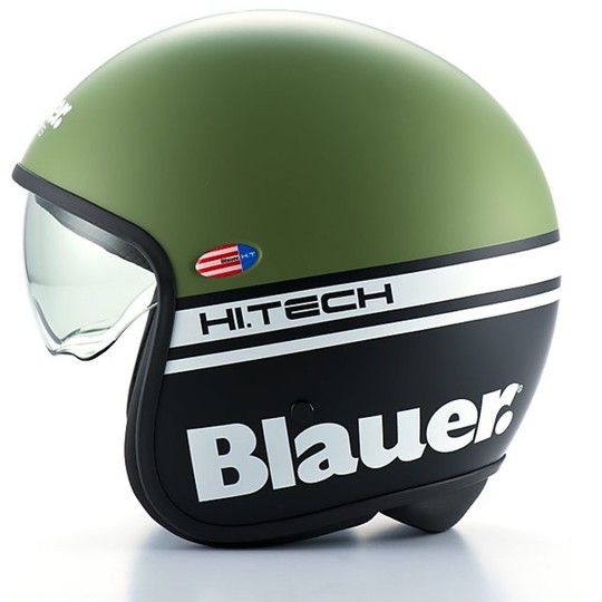 Motorcycle helmet Blauer Jet Pilot 1.1 HT Fiber Multicolor Matt Black Green