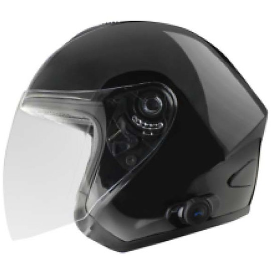 Motorcycle Helmet Bluetooth Intercom Jet Source With Integrated Model Tornado Gloss Black
