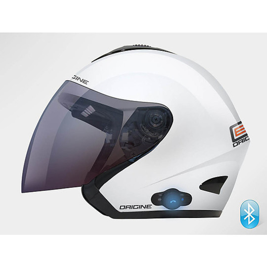 Motorcycle Helmet Bluetooth Intercom Jet Source With Integrated Model Tornado Glossy White