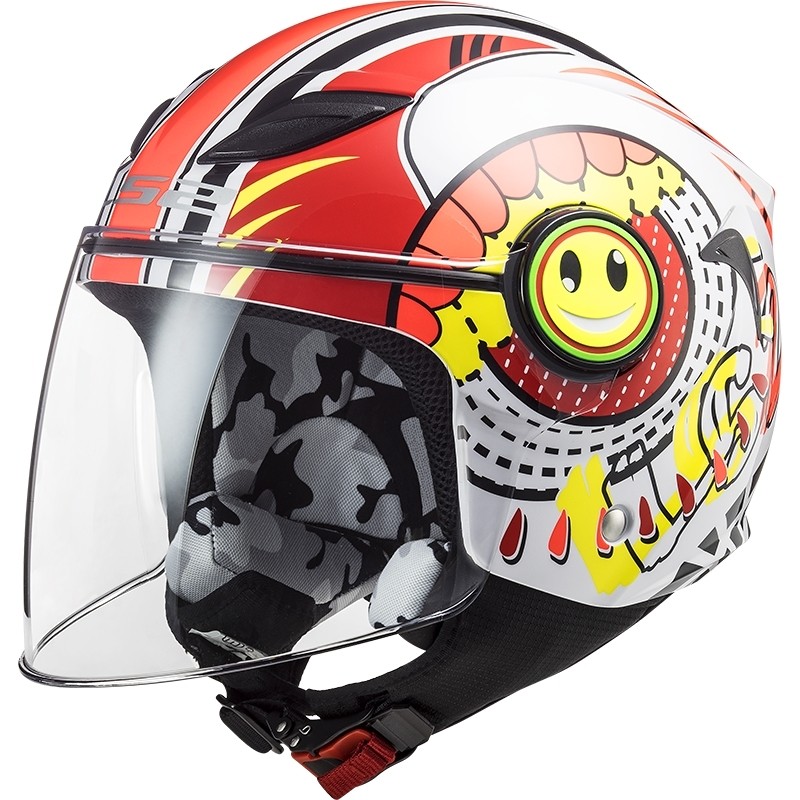 Motorcycle Helmet Child Jet Ls2 OF602 FUNNY Sluch Red White