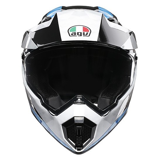 Motorcycle Helmet Cross Enduro Carbon AGV AX9 Multi PACIFIC ROAD Black White Cyan