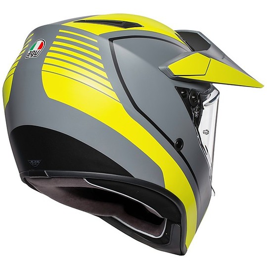 Motorcycle Helmet Cross Enduro Carbon AGV AX9 Multi PACIFIC ROAD Gray Yellow Fluo Matt