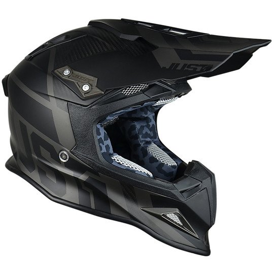 Motorcycle Helmet Cross Enduro Fiber Just1 J12 Unit Black