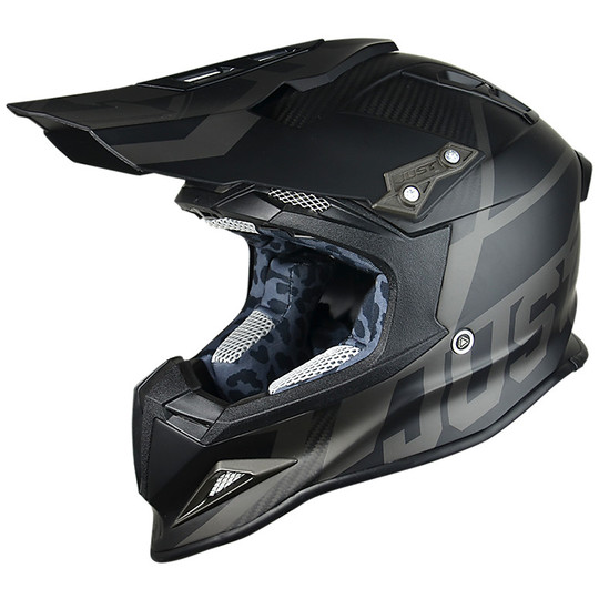 Motorcycle Helmet Cross Enduro Fiber Just1 J12 Unit Black