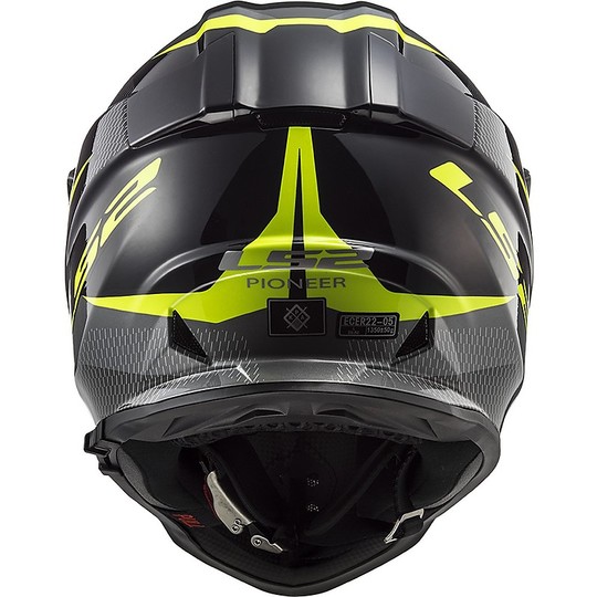 Motorcycle Helmet Cross Enduro Ls2 MX436 PIONEER RING Black Titanium Yellow 