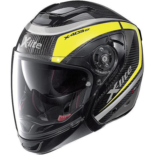 Motorcycle Helmet Crossover P / J Carbon X-Lite X-403 GT Ultra Carbon Meridian N-com 009 Black Yellow