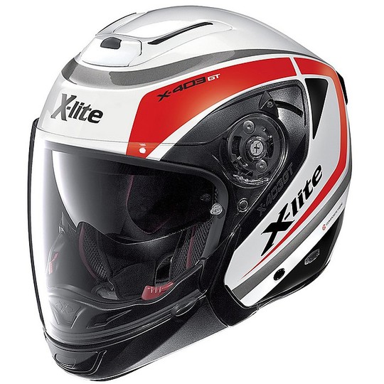 Motorcycle Helmet Crossover P / J Fiber X-Lite X-403 GT Meridian N-com 011 Glossy White