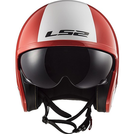 Motorcycle Helmet Custom Jet LS2 OF599 SPITFIRE Rim Red White