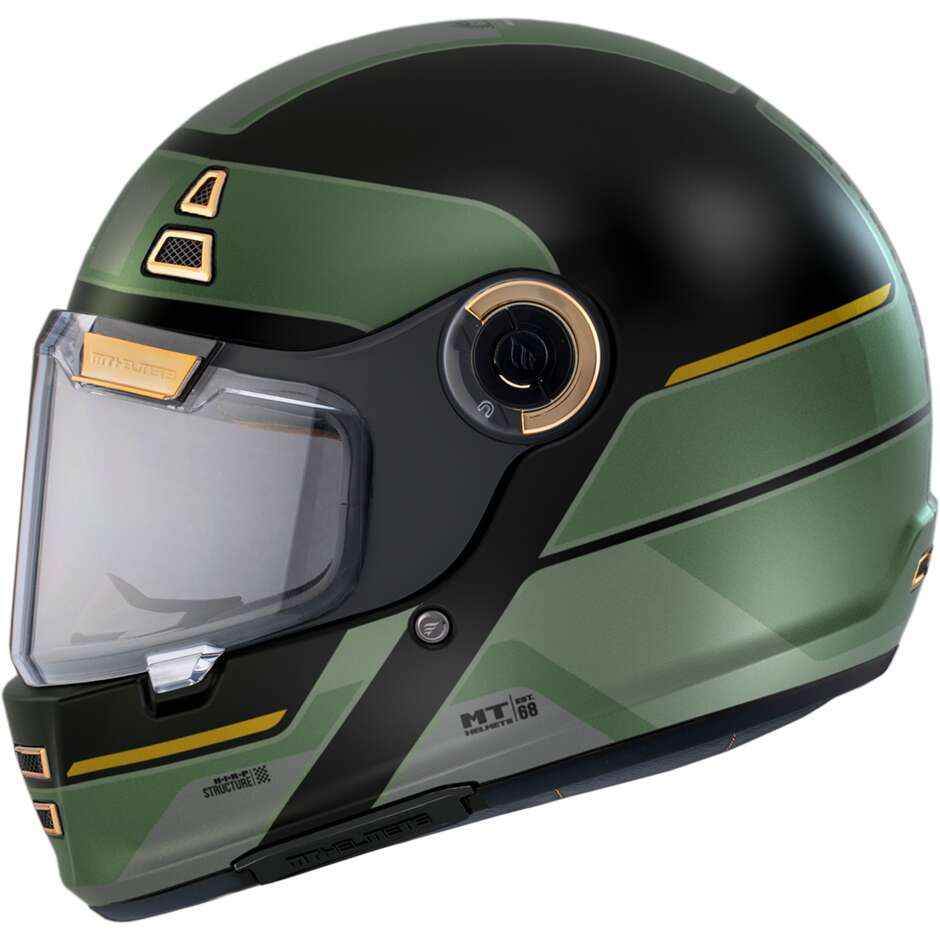 Motorcycle Helmet Custom Retro' Mt Helmets JARAMA 68Th C1 Glossy Black