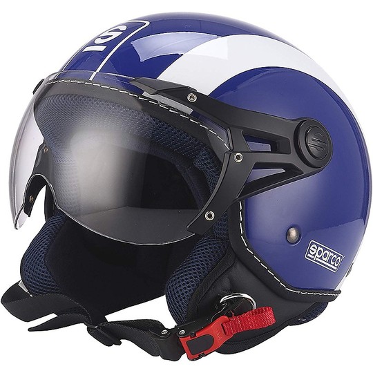 Motorcycle Helmet Demi-Jet Domed Visor BHR Sparco SP501 Blue