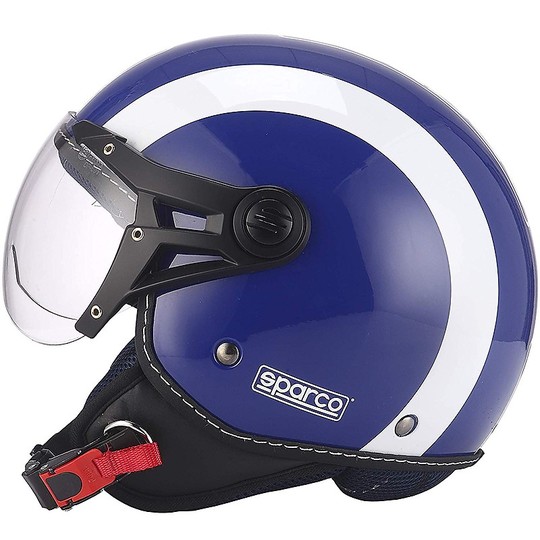 Motorcycle Helmet Demi-Jet Domed Visor BHR Sparco SP501 Blue