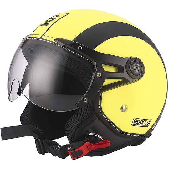 Motorcycle Helmet Demi-Jet Domed Visor BHR Sparco SP501 Yellow