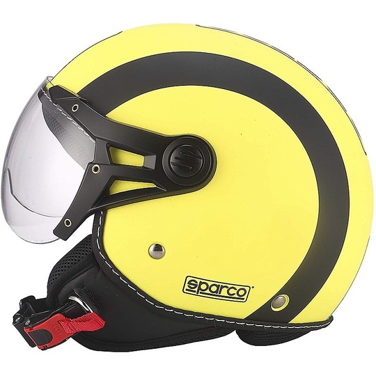 Motorcycle Helmet Demi-Jet Domed Visor BHR Sparco SP501 Yellow