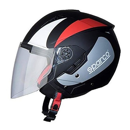 Motorcycle Helmet Demi-Jet Double Visor BHR Sparco SP503 Black Red