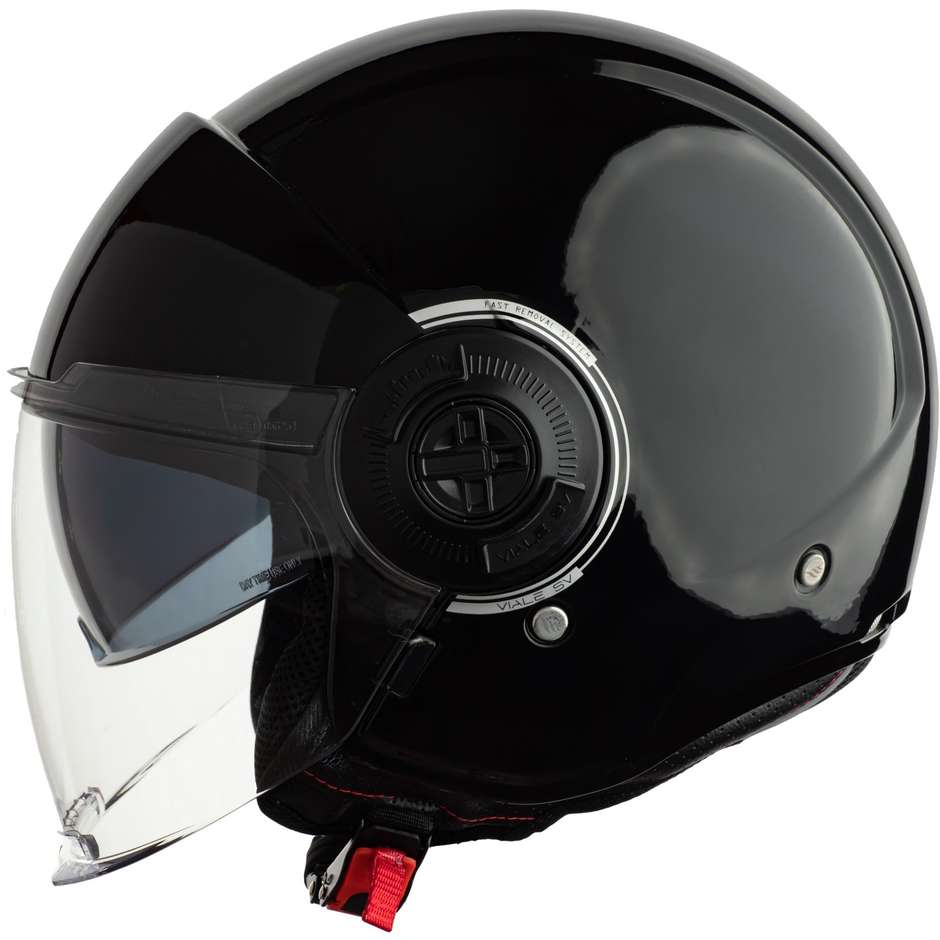 Motorcycle Helmet Demi-Jet Mt Helmet VIALE Sv Solid A1 Glossy Black