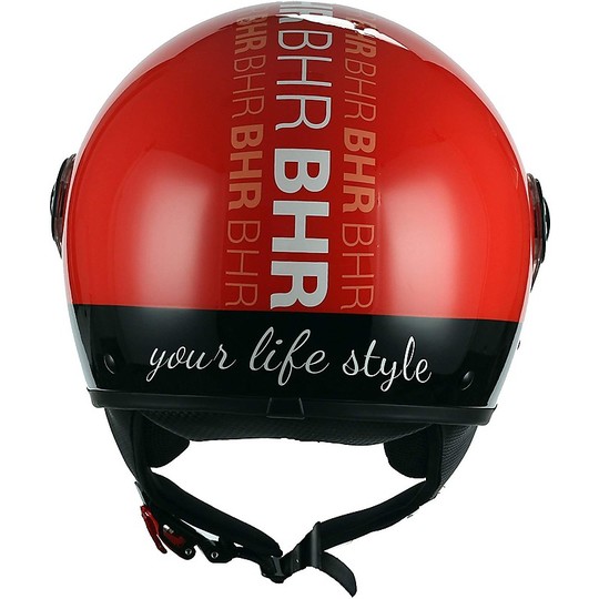 Motorcycle Helmet Demi-Jet Rounded Visor BHR 801 Style Red