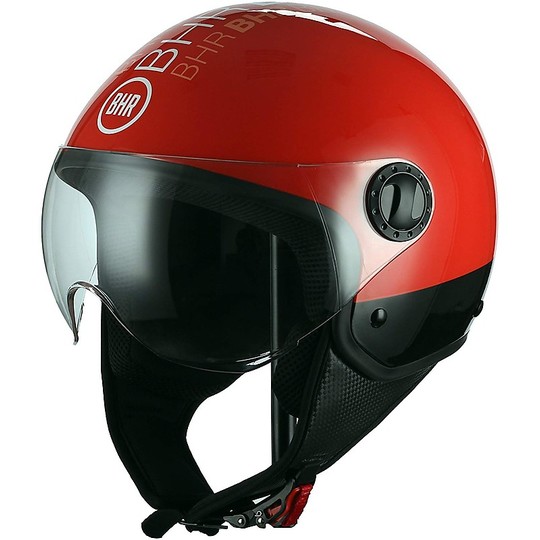 Motorcycle Helmet Demi-Jet Rounded Visor BHR 801 Style Red