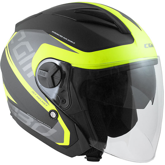 Motorcycle Helmet Double Jet Visor CGM 130s APACHE Fluo Yellow Matt