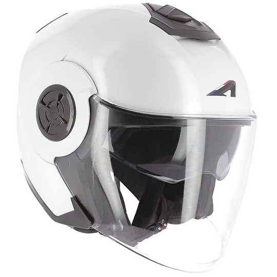 Motorcycle Helmet Double Jet Visor Fiber Aston AVIATOR Glossy White