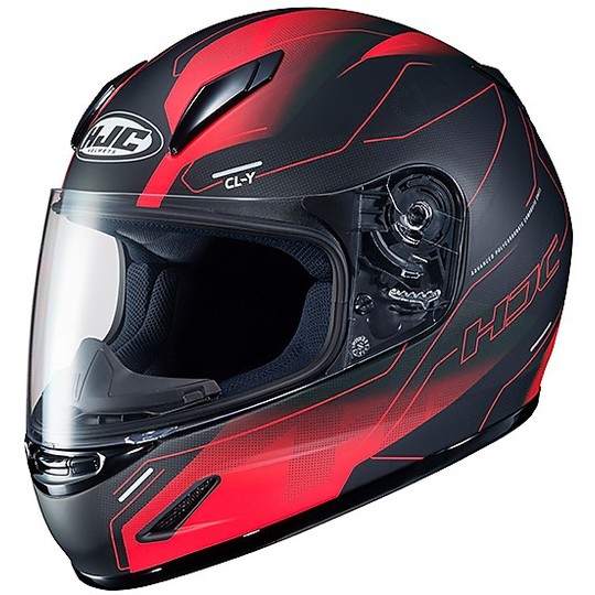 Motorcycle Helmet Full Face HJC Cl-Y TAZE MC1SF Black Red Matt