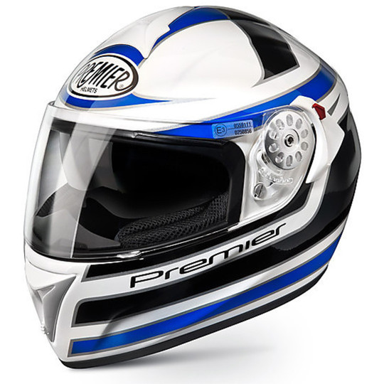 Motorcycle Helmet full Premier FF2 Angel White / Blue Double Visor