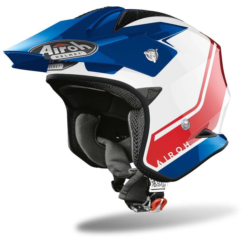 Motorcycle Helmet in On-Off Urban Jet Airoh TRR S Keen Blue Red Glossy Fiber