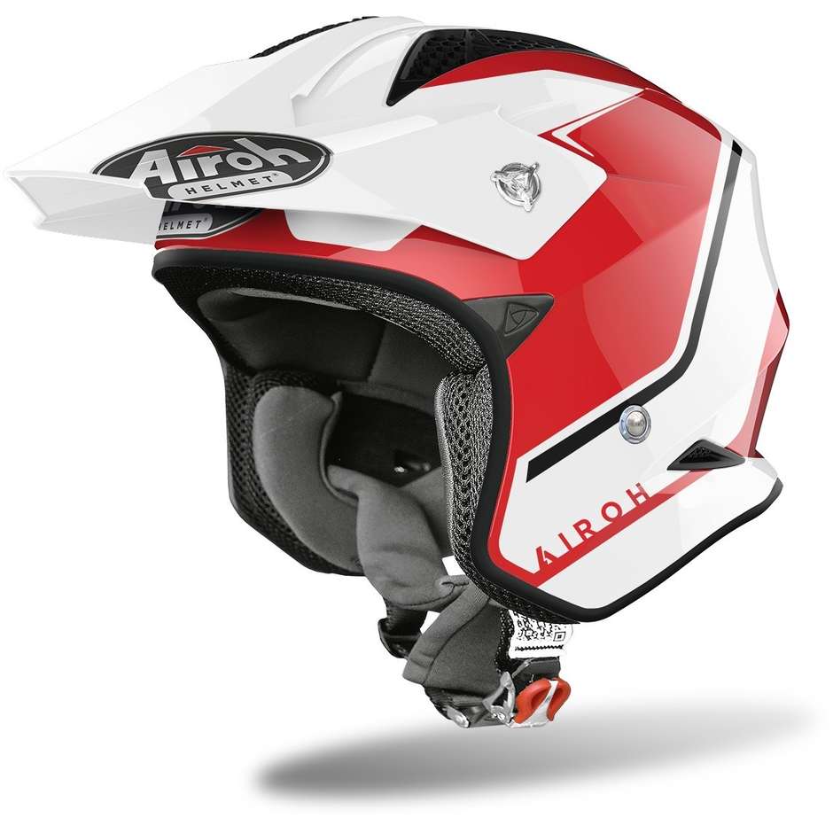 Motorcycle Helmet in On-Off Urban Jet Airoh TRR S Keen Red Glossy Fiber