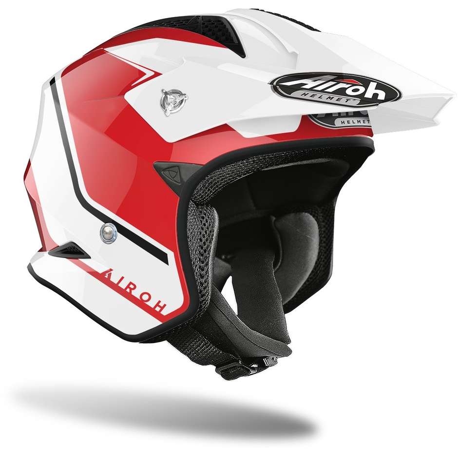 Motorcycle Helmet in On-Off Urban Jet Airoh TRR S Keen Red Glossy Fiber