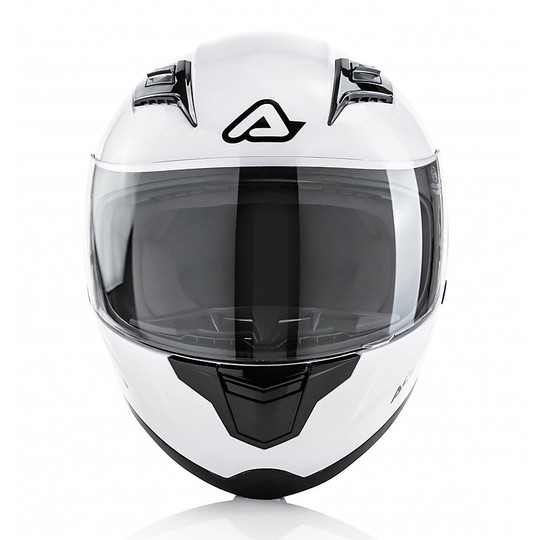 Motorcycle Helmet Integral Acerbis White Pug With Stickers