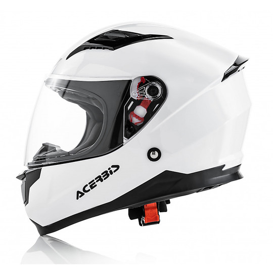 Motorcycle Helmet Integral Acerbis White Pug With Stickers