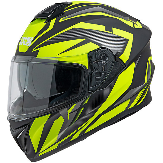 Motorcycle Helmet Integral Double Visor Ixs 216 2.1 Matt Black Yellow