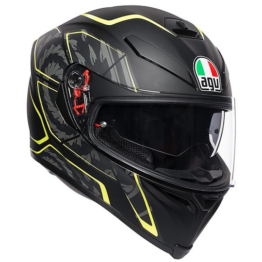 Motorcycle Helmet Integral Fiber AGV K-5 S Multi TORNADO Black Yellow Fluo