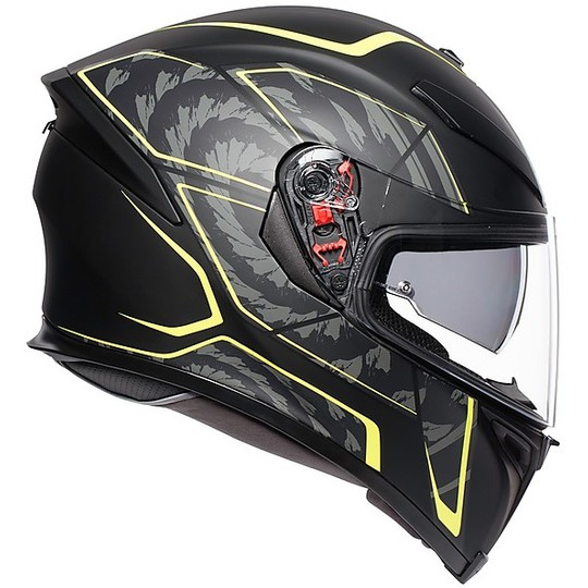 Motorcycle Helmet Integral Fiber AGV K-5 S Multi TORNADO Black Yellow Fluo