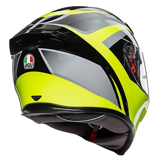 Motorcycle Helmet Integral Fiber AGV K-5 S Multi TYPHHON Black Yellow Fluo
