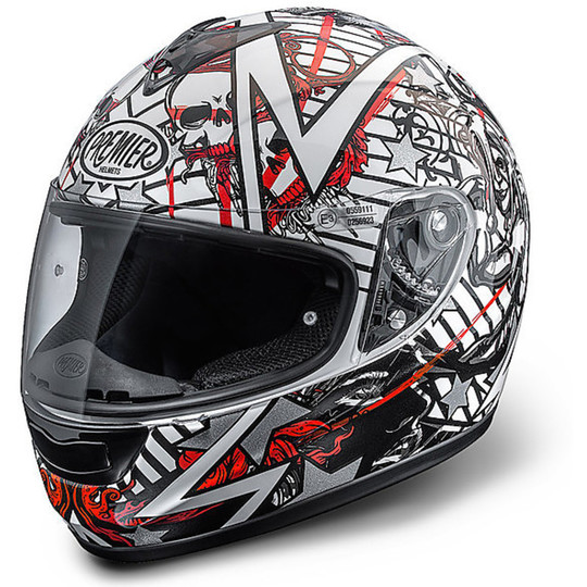 Motorcycle Helmet Integral Model Monza Premeir Fiber Coloring AR2 White-Red