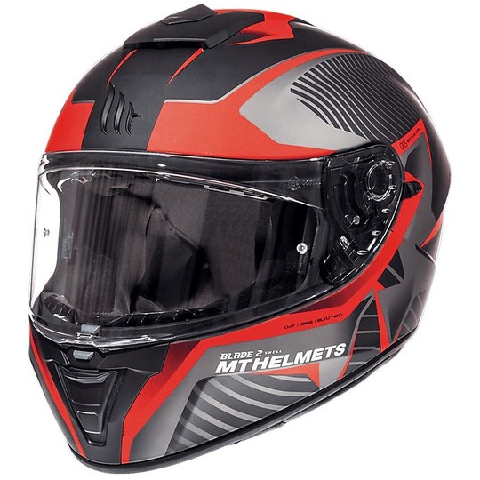 Motorcycle Helmet Integral MT Helmets Blade 2 Evo Double Visor B2 Blaster Red Matt