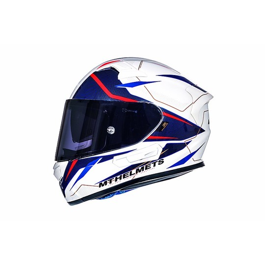 Motorcycle Helmet Integral MT Helmets KRE SV In Fiber Double Visor Intrepid White Red Fluo