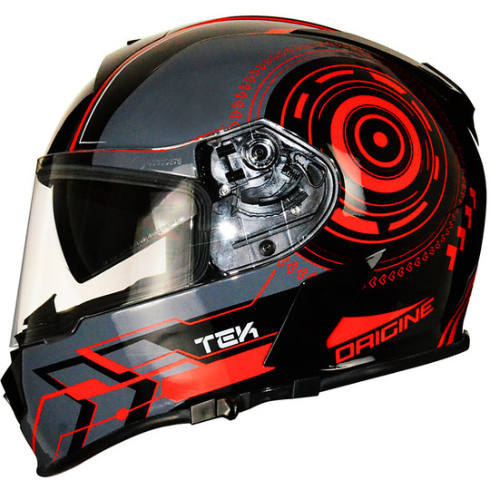 Motorcycle Helmet integral Origin GT Double Visor GT Tek Black Red Fluo