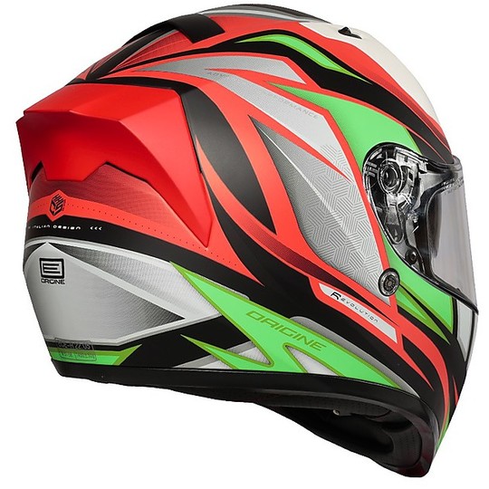 Motorcycle Helmet Integral Origin ROAD REVOLUTION Green Red Black Matt